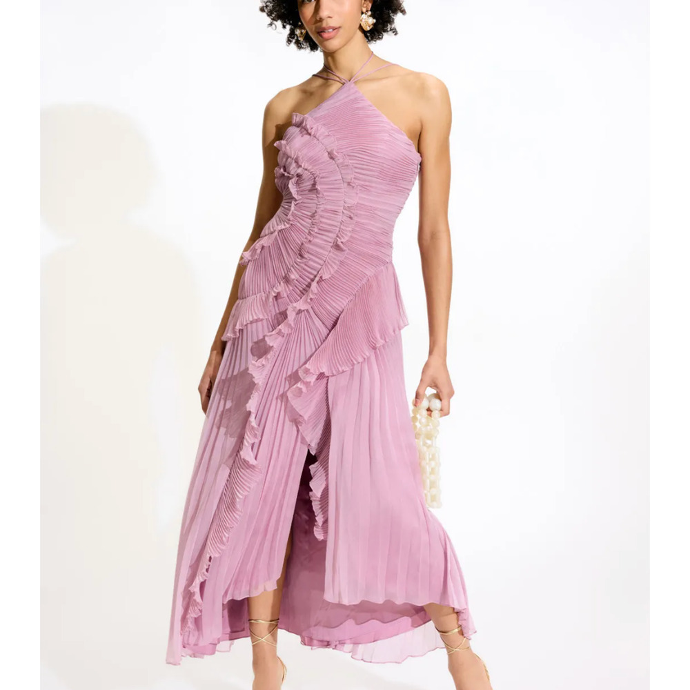 AMUR Mauve Ruffled Maxi Dress